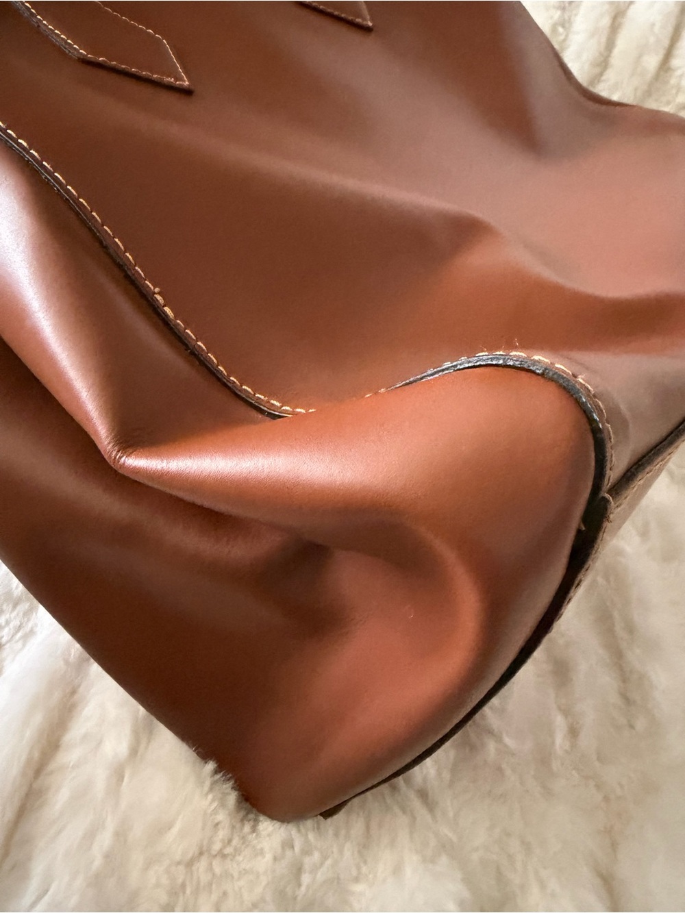 A. Belluci Italian smooth calf Leather Tote with Front Pocket and Ring Accent - Picture 8 of 15